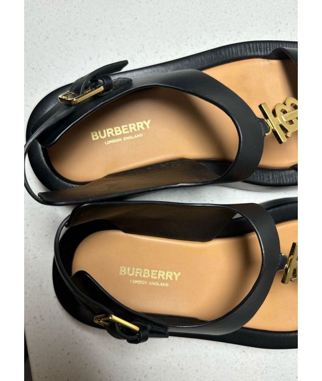 BURBERRY Черные кожаные сандалии, фото 7