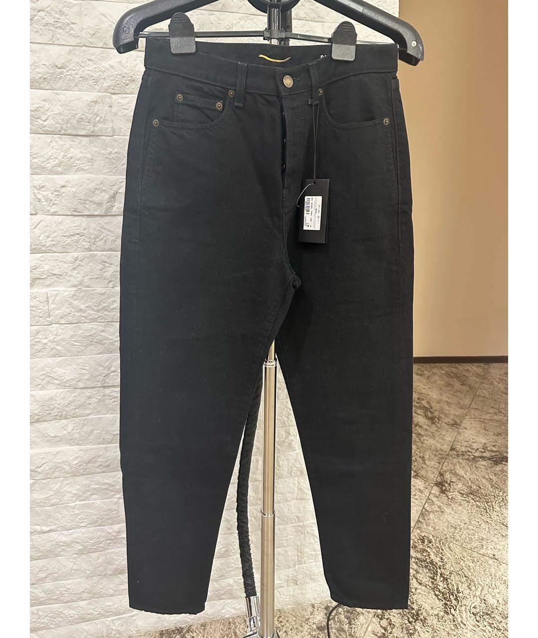 SAINT LAURENT Черные хлопковые прямые джинсы, фото 2