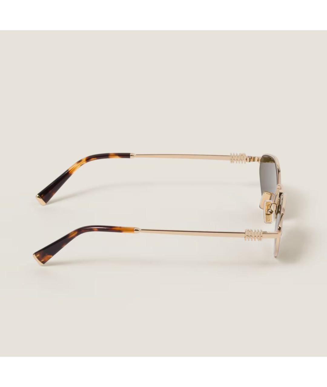 MIU MIU Золотые металлические солнцезащитные очки, фото 5