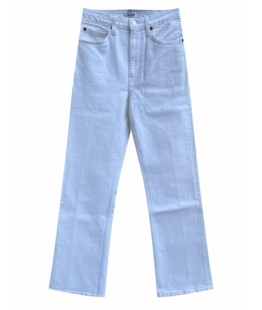 RE/DONE Белые хлопко-эластановые джинсы клеш, фото 1