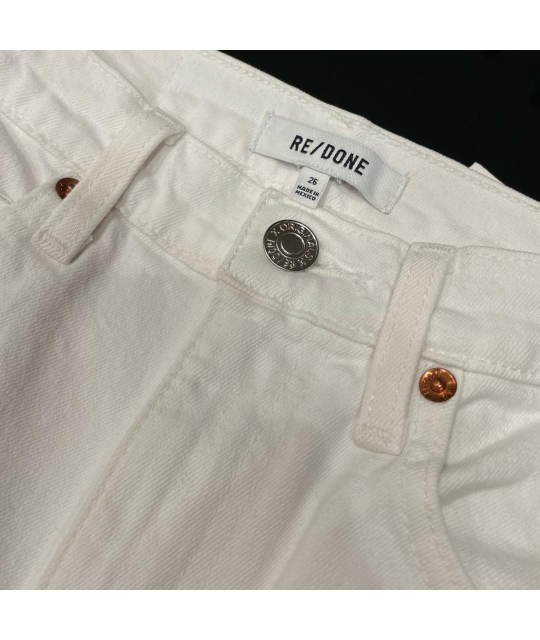 RE/DONE Белые хлопко-эластановые джинсы клеш, фото 4