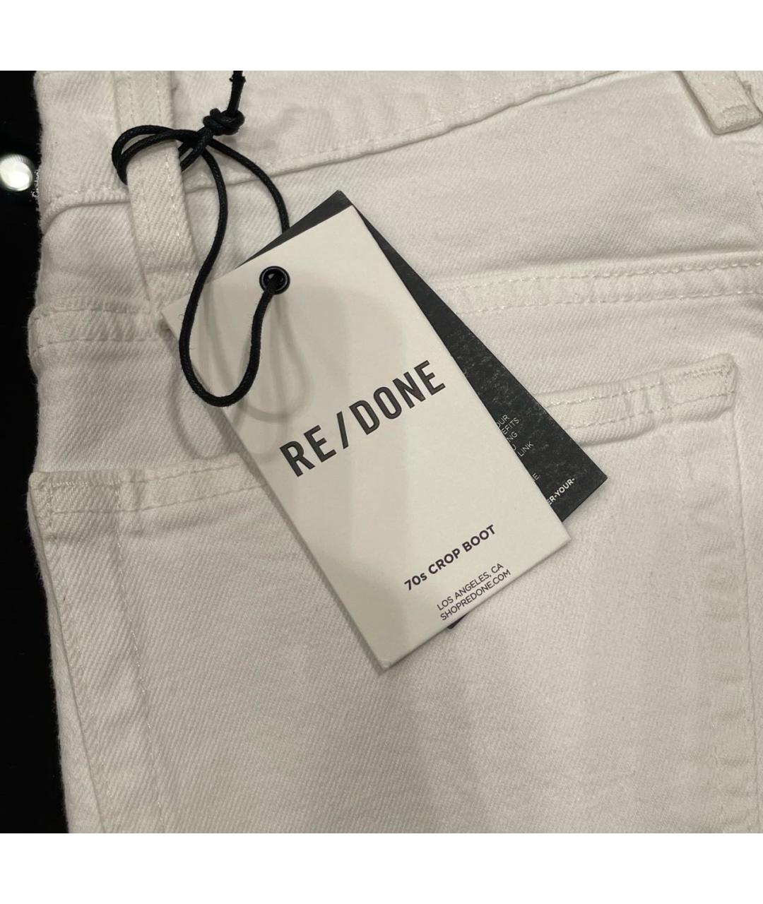 RE/DONE Белые хлопко-эластановые джинсы клеш, фото 5