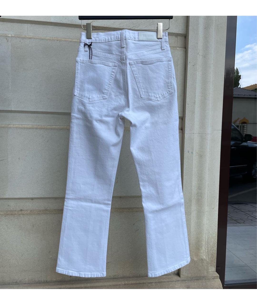 RE/DONE Белые хлопко-эластановые джинсы клеш, фото 2