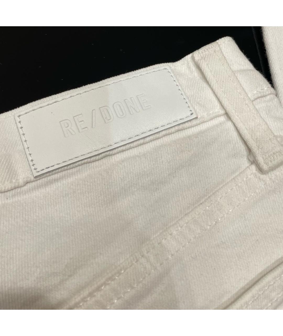 RE/DONE Белые хлопко-эластановые джинсы клеш, фото 3