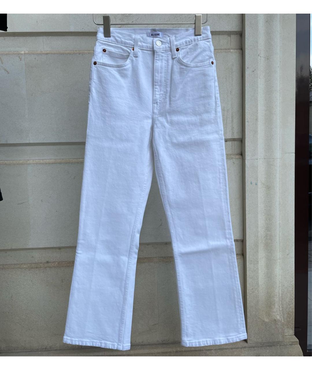 RE/DONE Белые хлопко-эластановые джинсы клеш, фото 6
