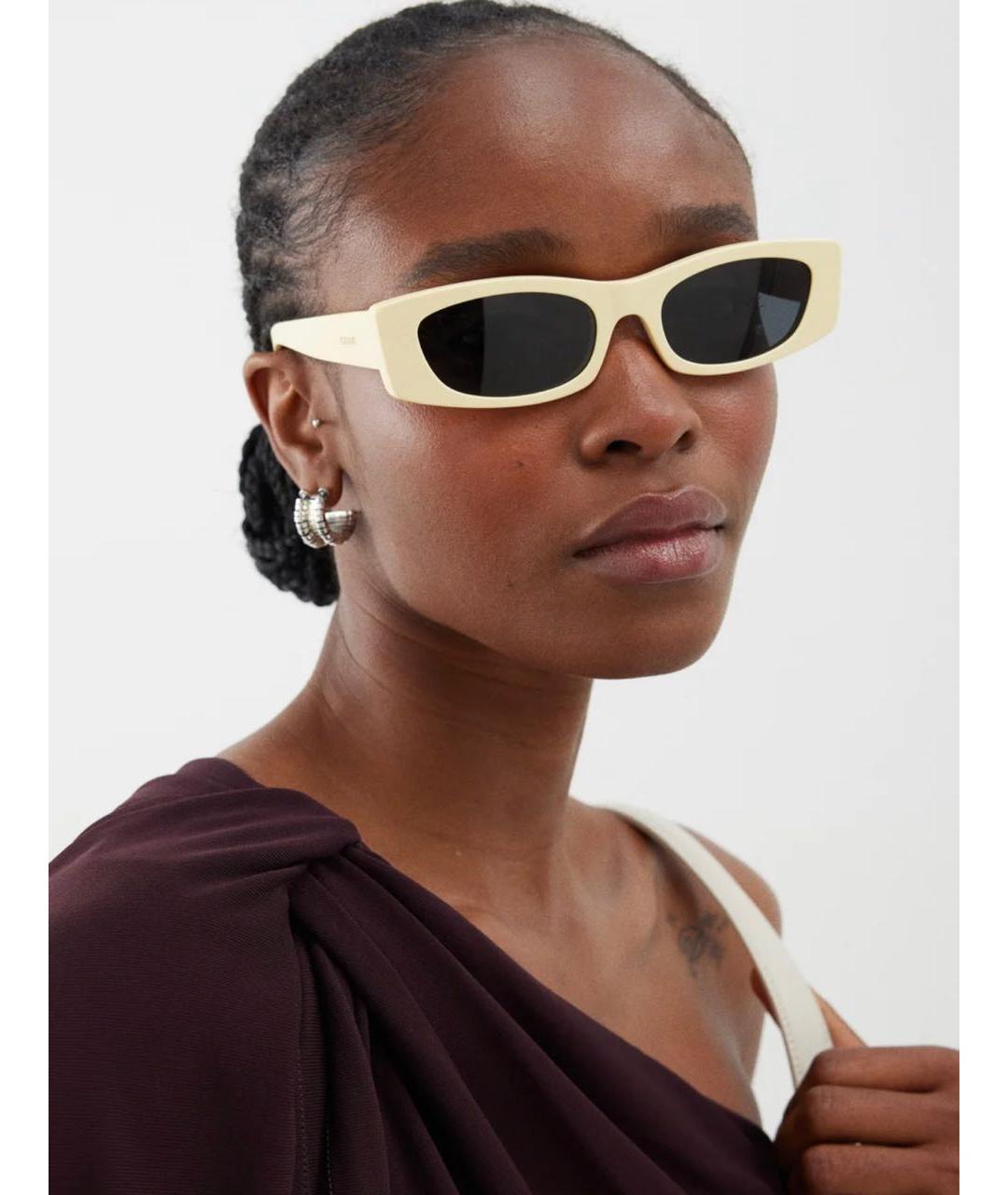 CELINE PRE-OWNED Бежевые пластиковые солнцезащитные очки, фото 5