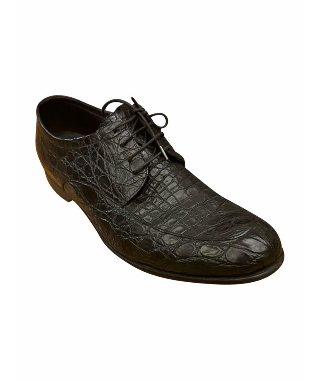 A.TESTONI Черные туфли из экзотической кожи, фото 1