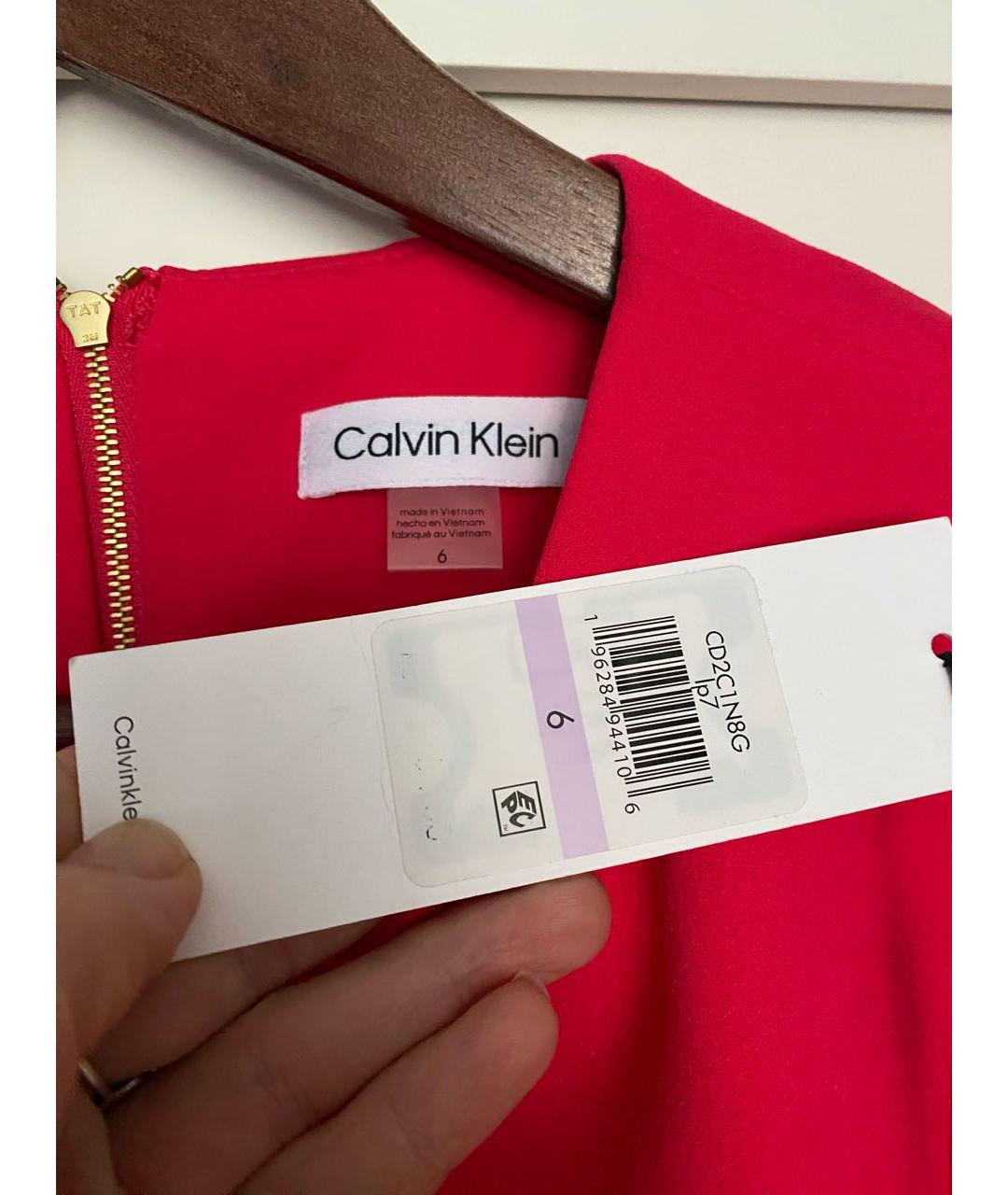 CALVIN KLEIN Фуксия полиэстеровое коктейльное платье, фото 3