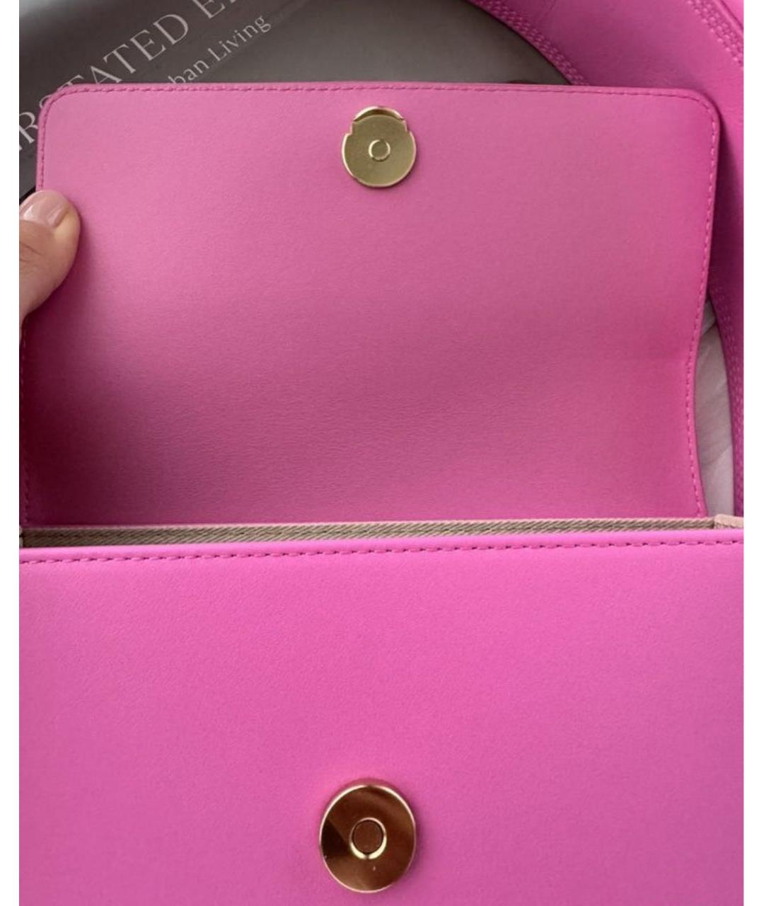 JACQUEMUS Розовая кожаная сумка с короткими ручками, фото 4