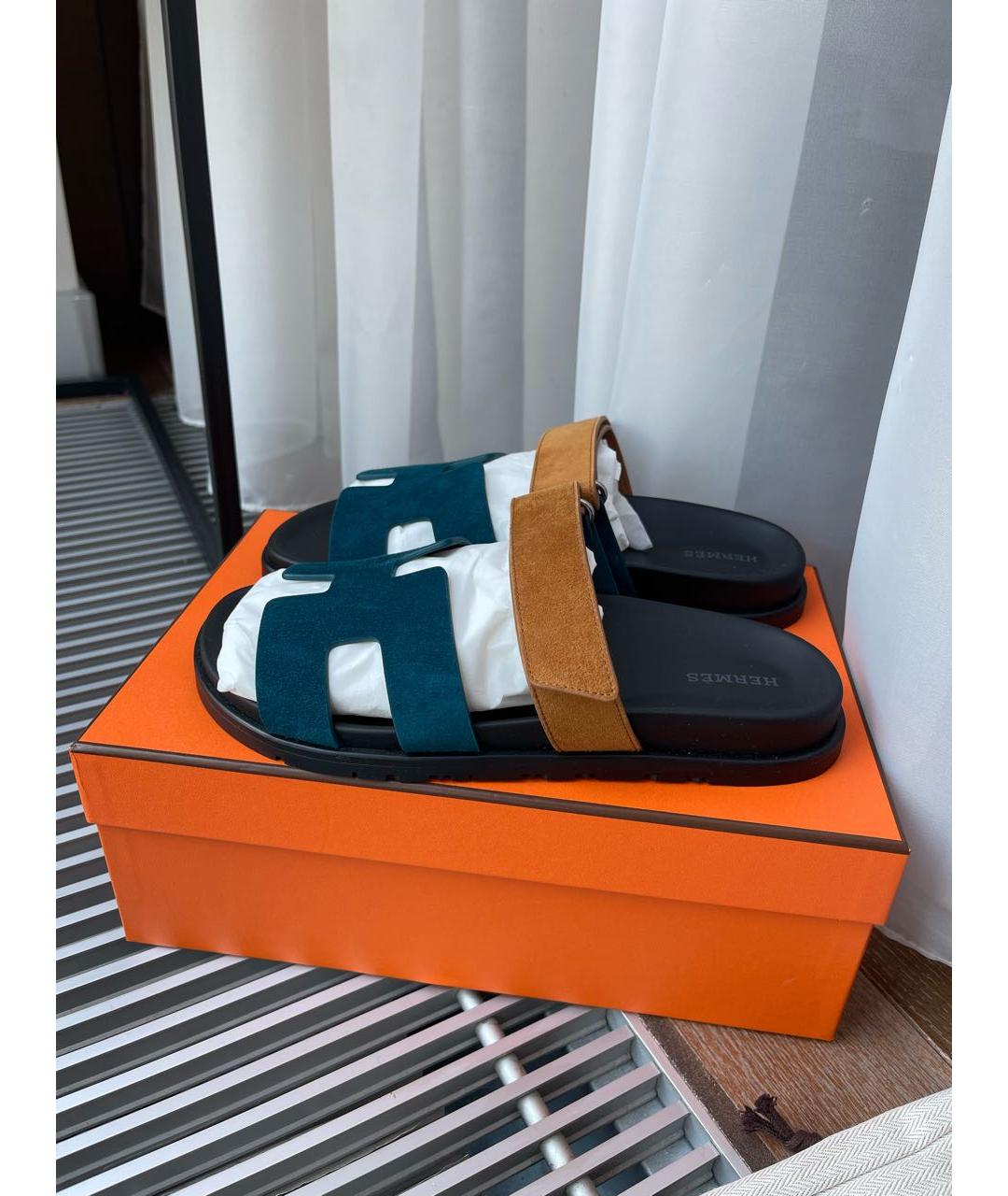 HERMES Оранжевое кожаные сандалии, фото 7