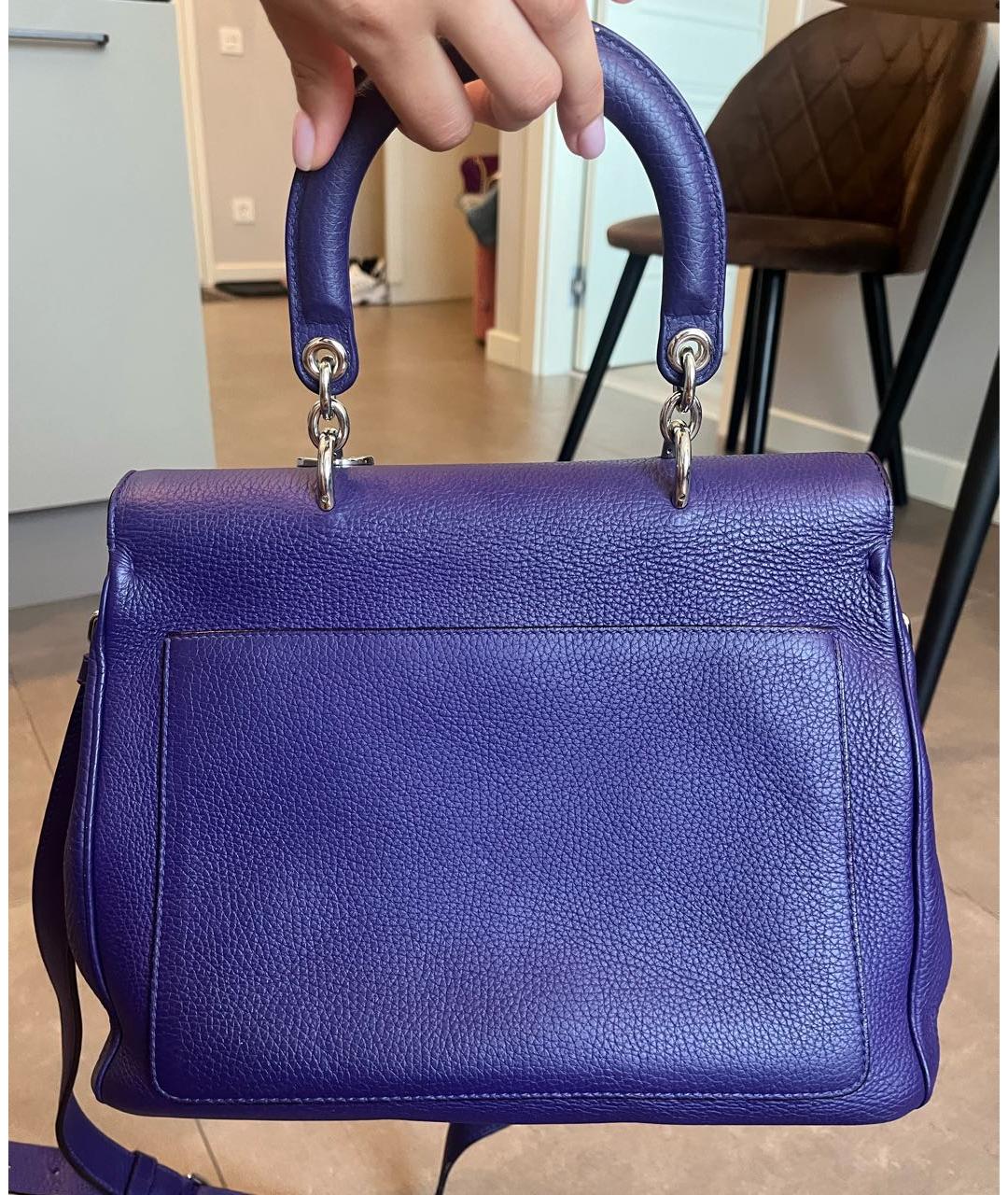 CHRISTIAN DIOR Фиолетовая кожаная сумка с короткими ручками, фото 3