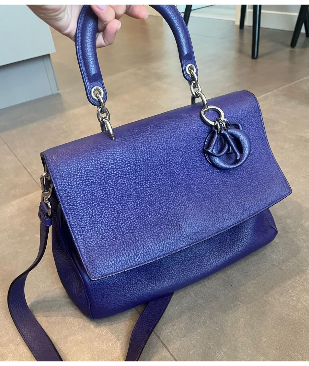 CHRISTIAN DIOR Фиолетовая кожаная сумка с короткими ручками, фото 2