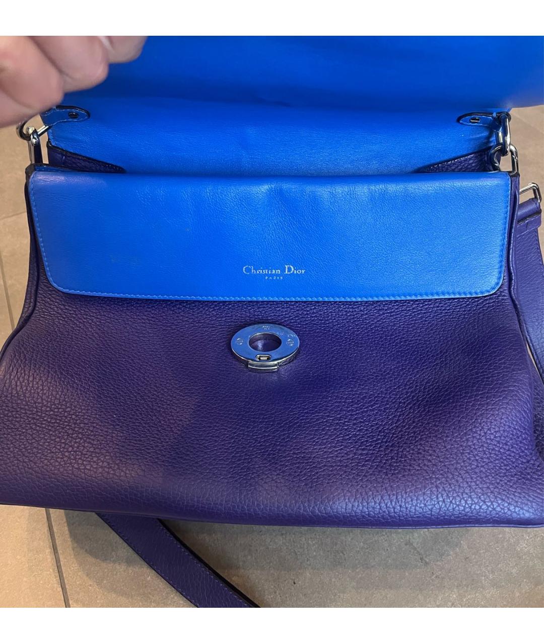 CHRISTIAN DIOR Фиолетовая кожаная сумка с короткими ручками, фото 5