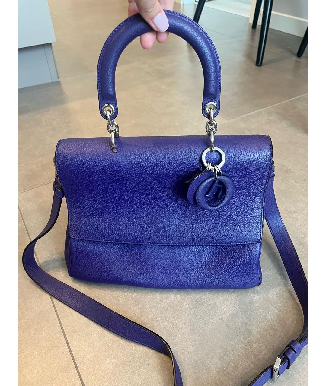 CHRISTIAN DIOR Фиолетовая кожаная сумка с короткими ручками, фото 9
