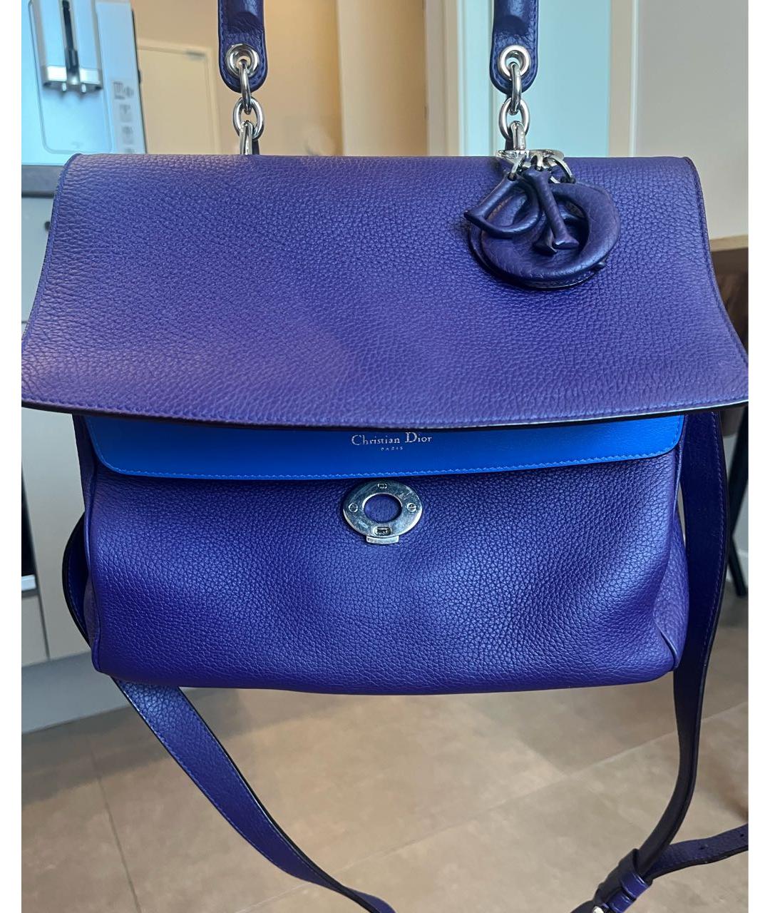 CHRISTIAN DIOR Фиолетовая кожаная сумка с короткими ручками, фото 4