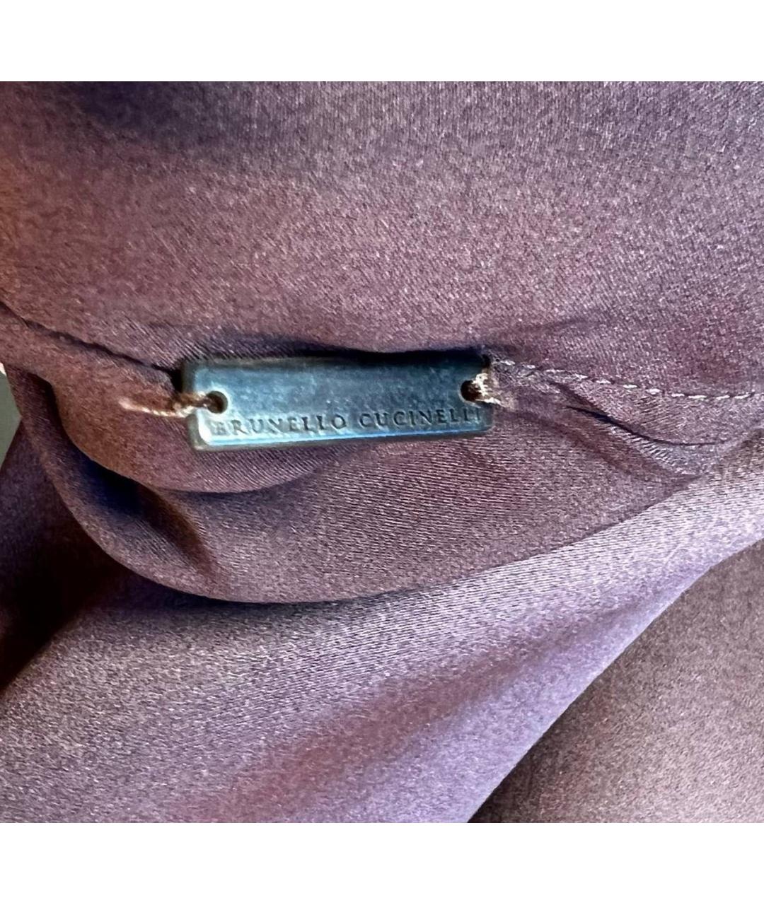 BRUNELLO CUCINELLI Коричневая шелковая блузы, фото 3