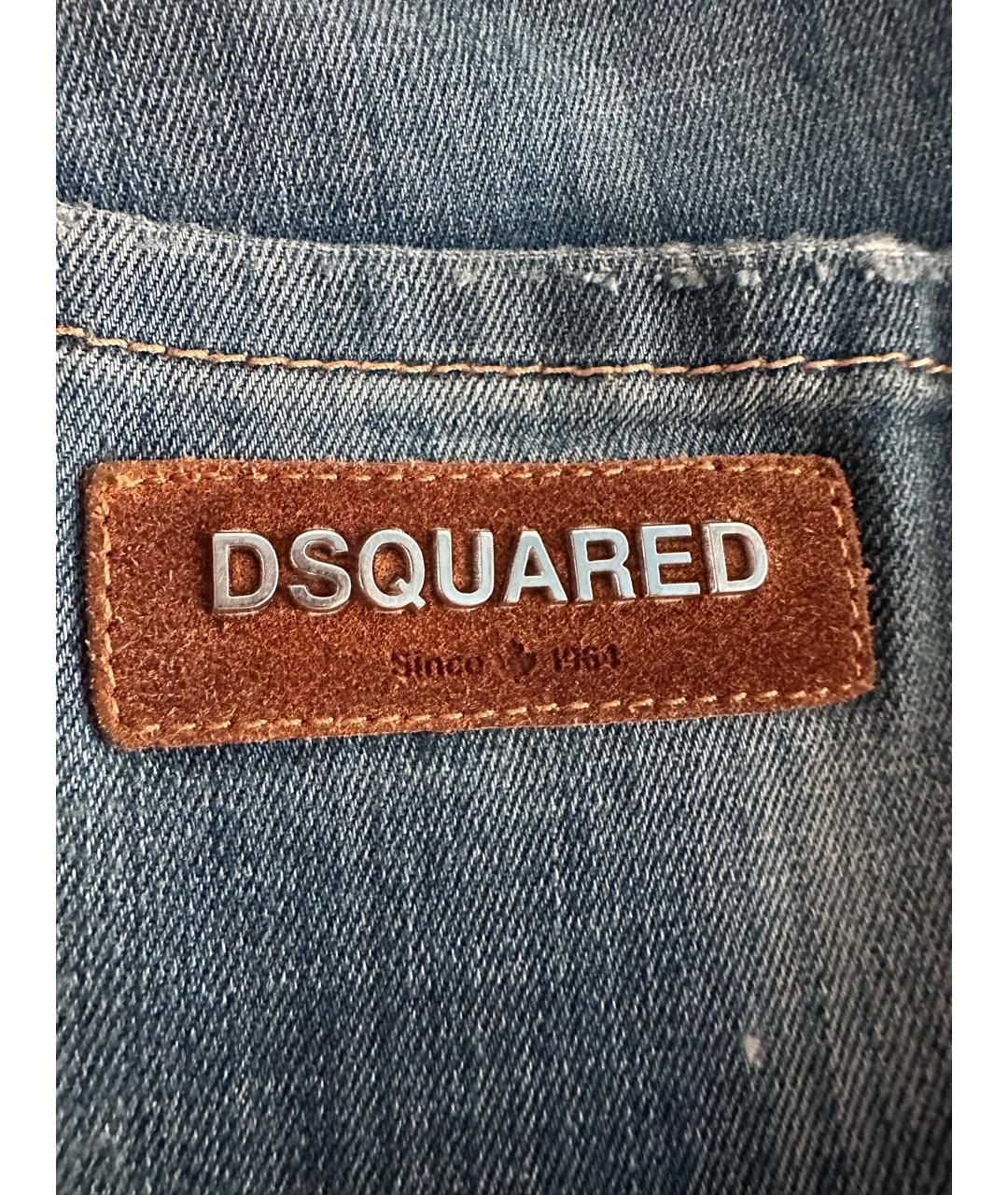 DSQUARED2 Синие хлопко-эластановые джинсы скинни, фото 4