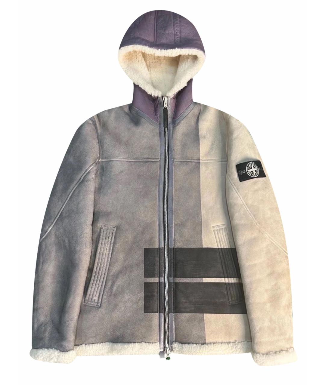 STONE ISLAND Антрацитовая кожаная дубленка/шуба, фото 1