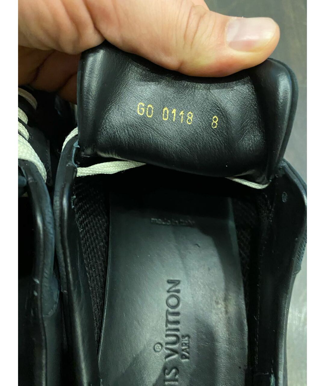 LOUIS VUITTON PRE-OWNED Темно-синие кожаные низкие кроссовки / кеды, фото 4