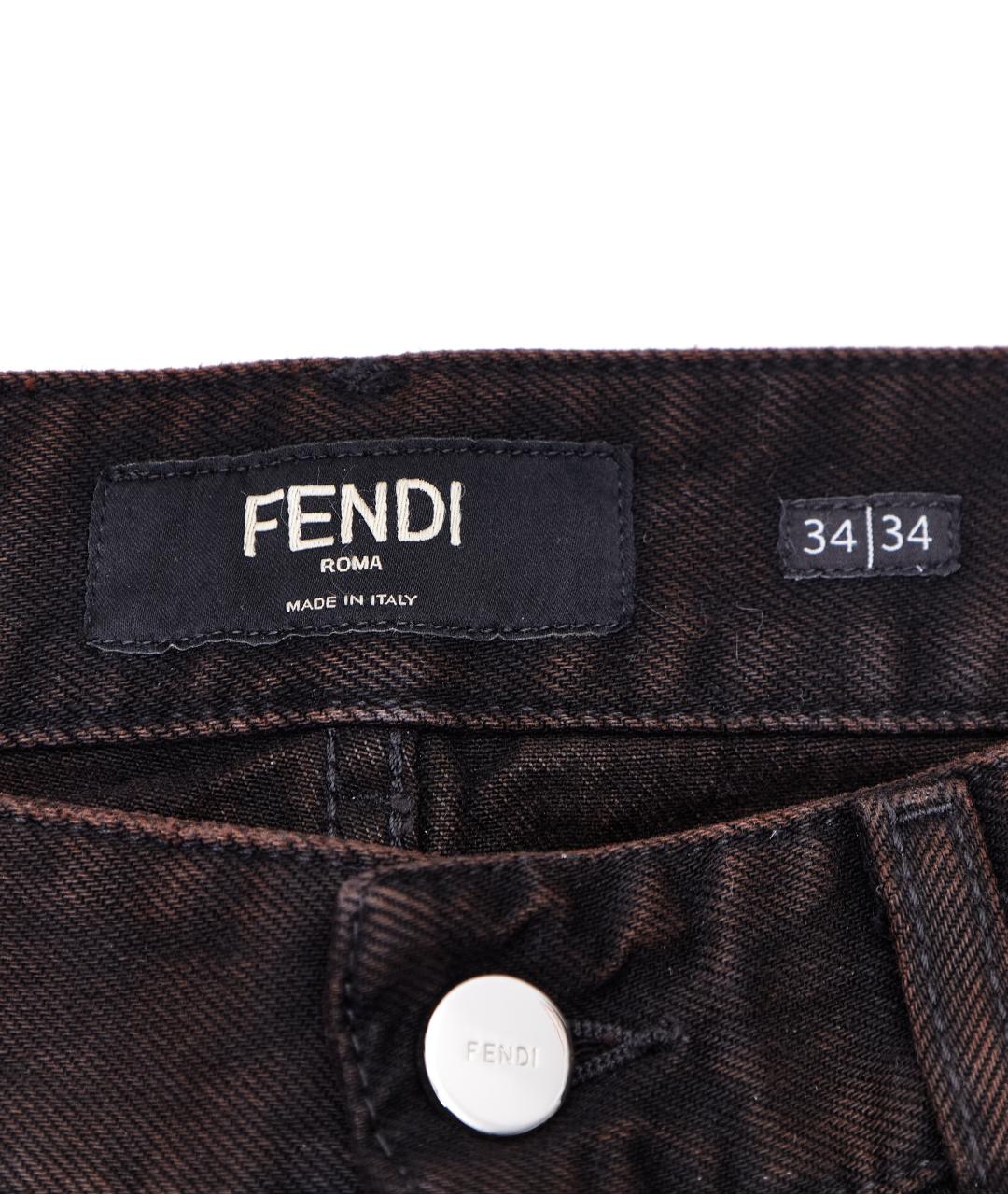 FENDI Коричневые хлопковые прямые джинсы, фото 4