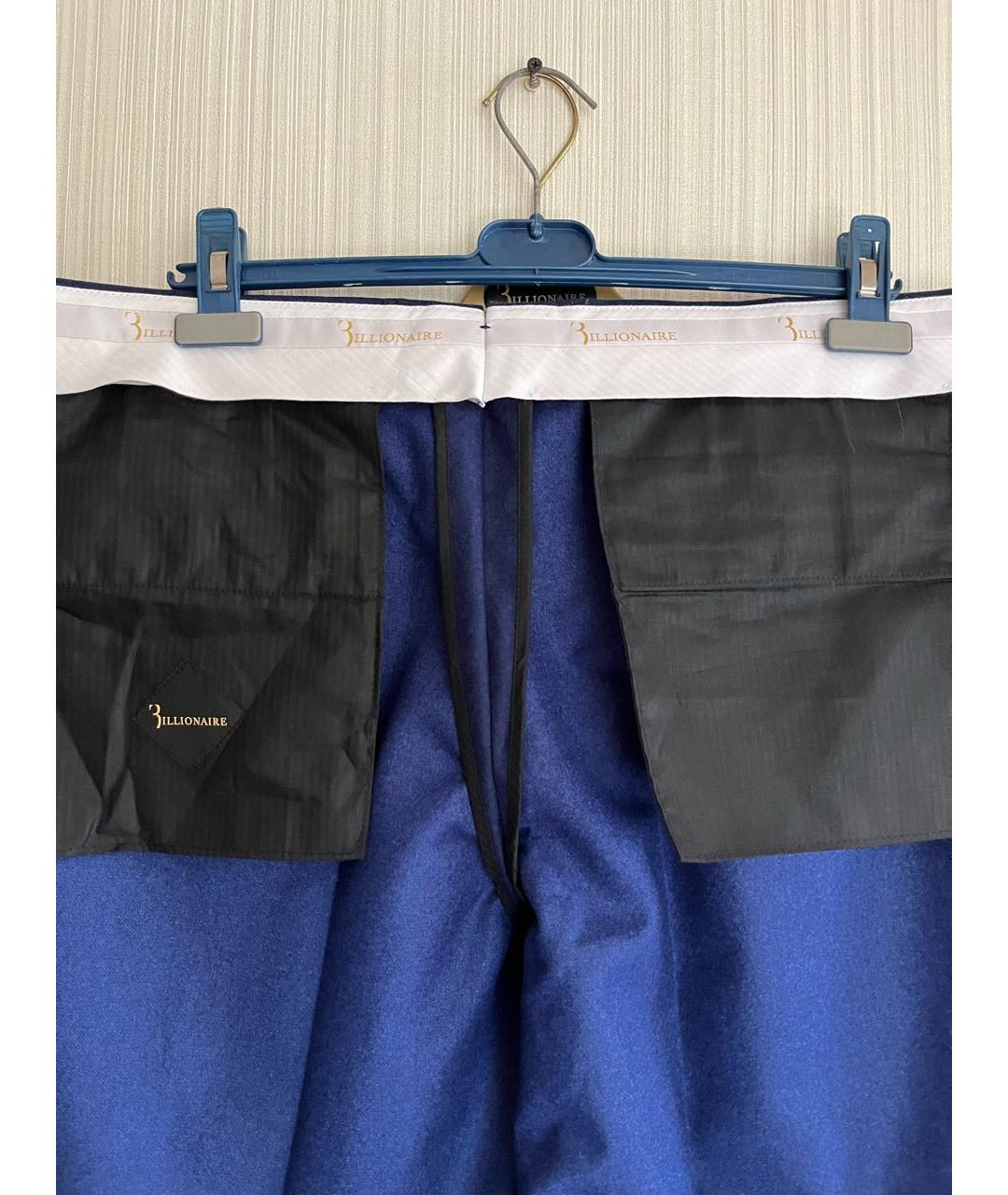 BILLIONAIRE Темно-синие шерстяные классические брюки, фото 3