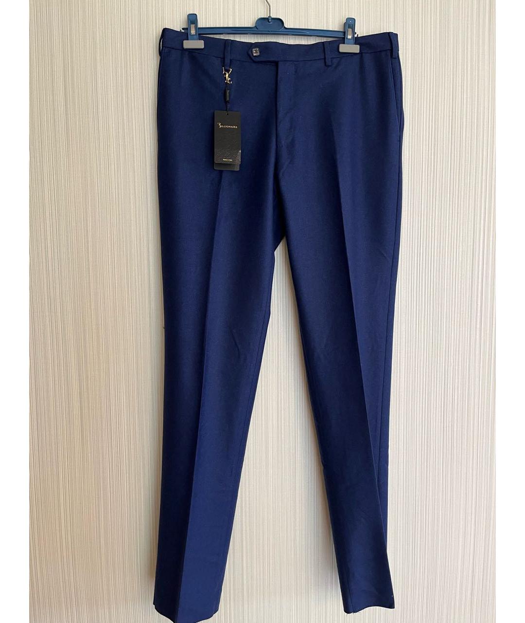 BILLIONAIRE Темно-синие шерстяные классические брюки, фото 7