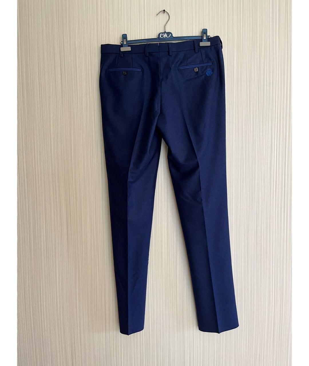 BILLIONAIRE Темно-синие шерстяные классические брюки, фото 2