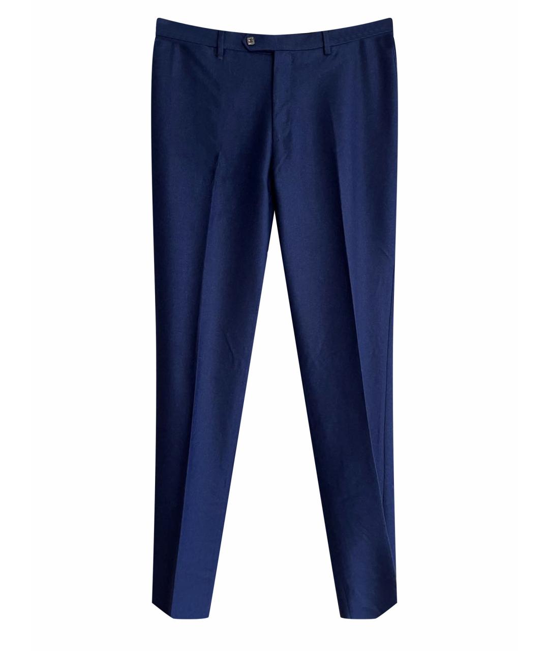 BILLIONAIRE Темно-синие шерстяные классические брюки, фото 1