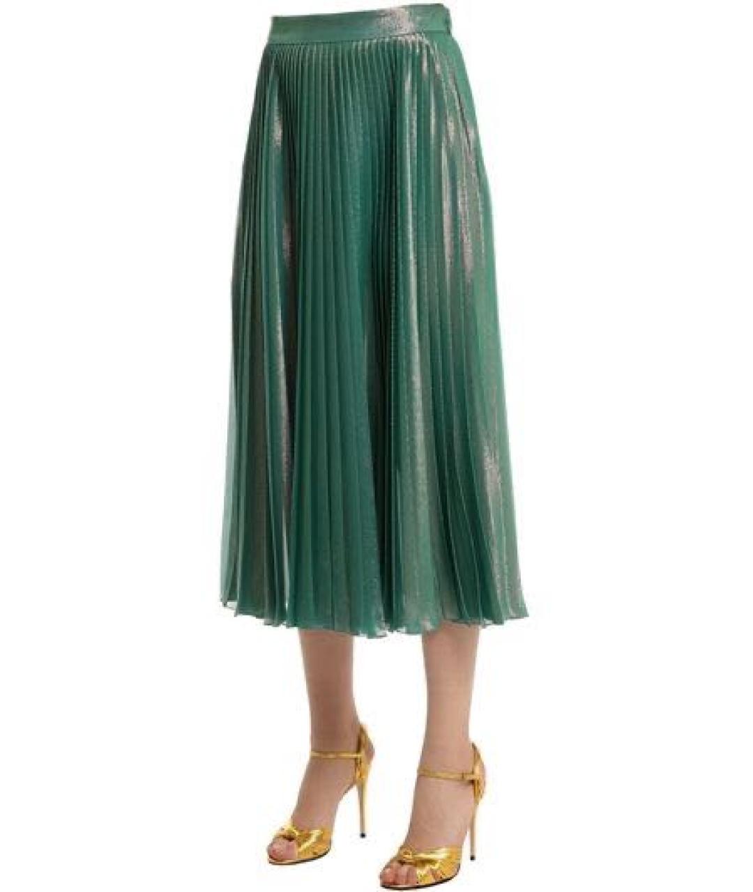 GUCCI Зеленая шелковая юбка миди, фото 2
