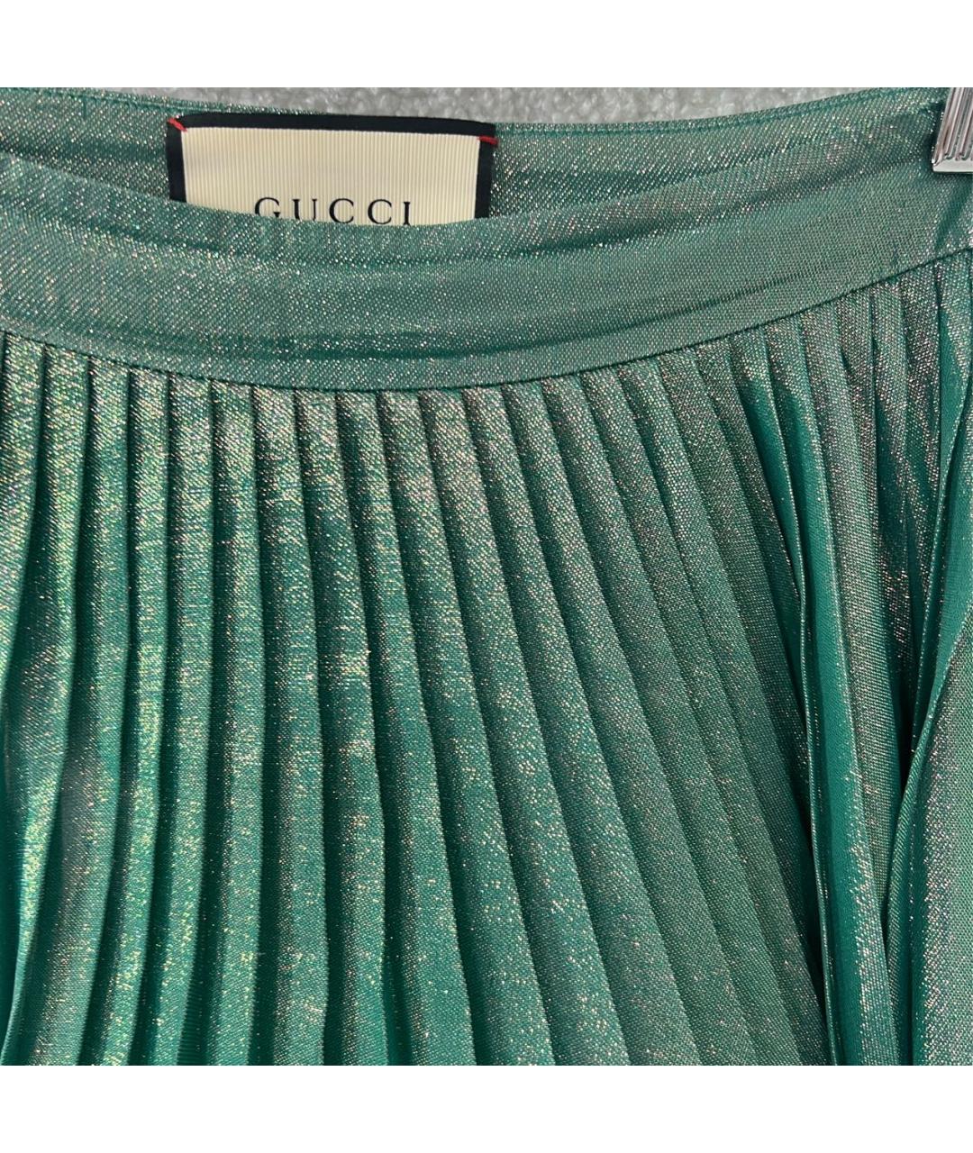 GUCCI Зеленая шелковая юбка миди, фото 5