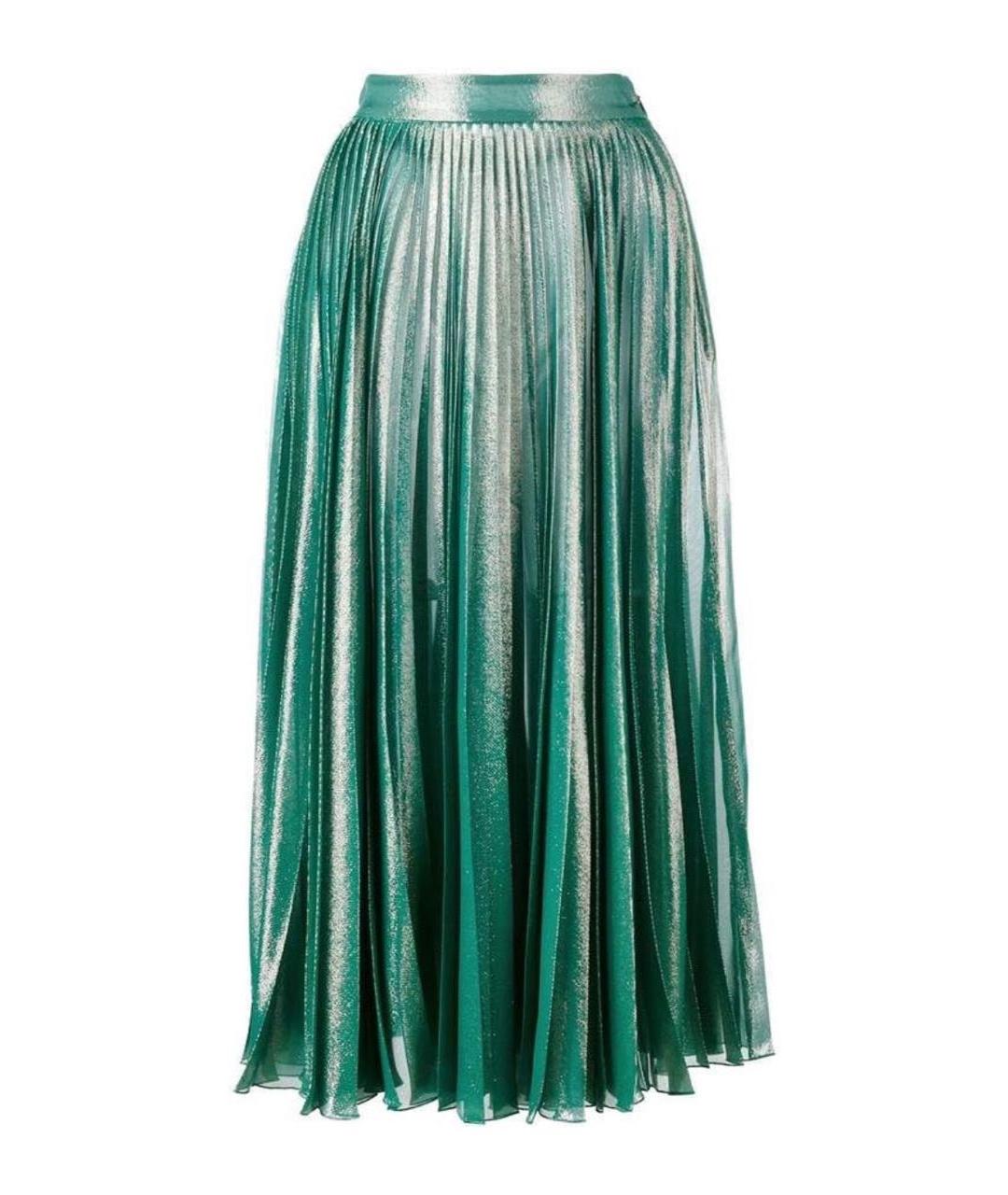 GUCCI Зеленая шелковая юбка миди, фото 1