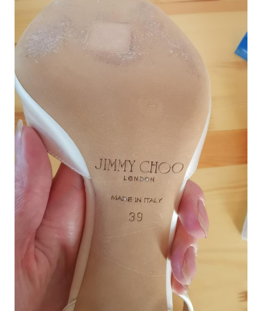 JIMMY CHOO Белые кожаные босоножки, фото 5