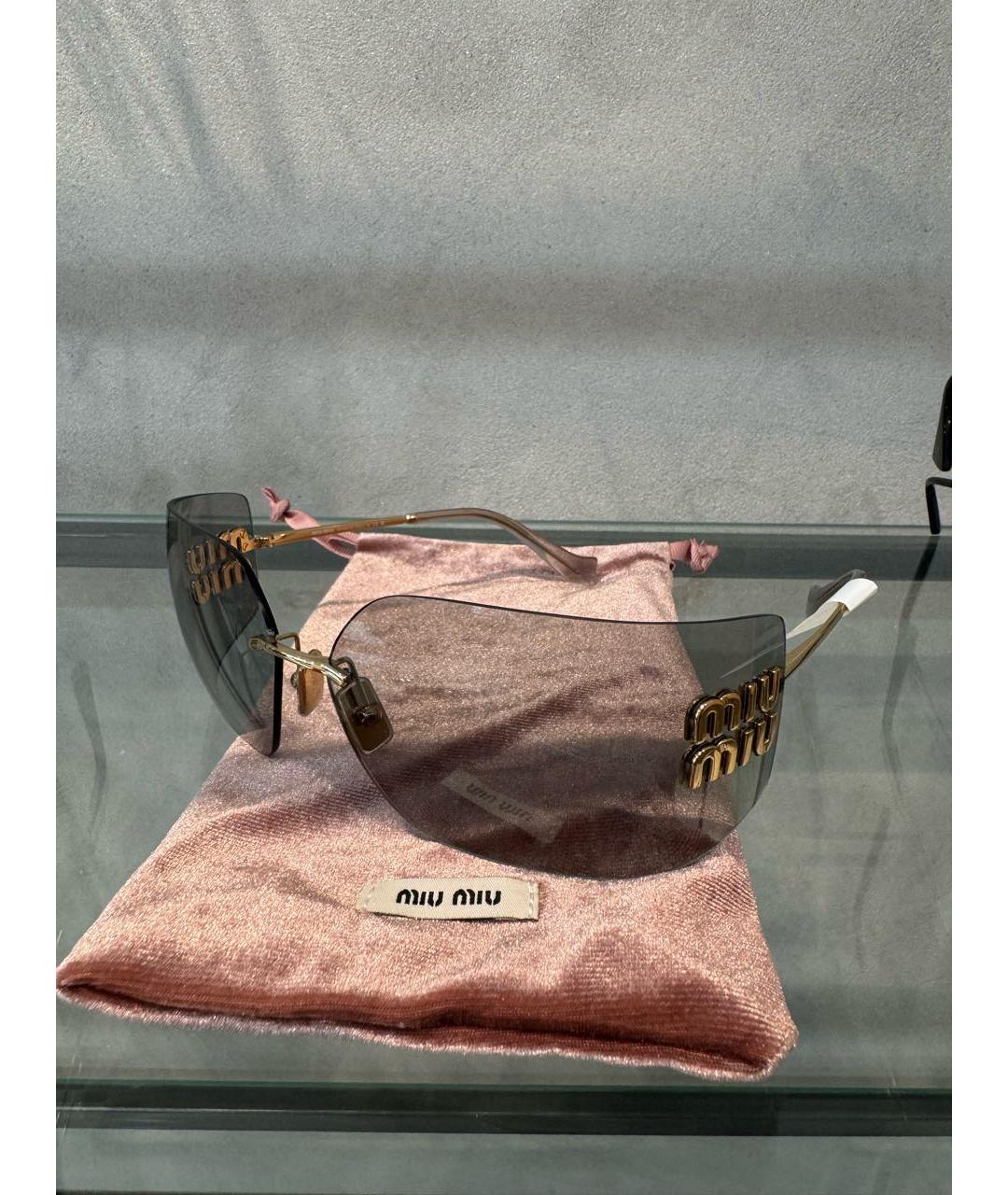 MIU MIU Серые металлические солнцезащитные очки, фото 3