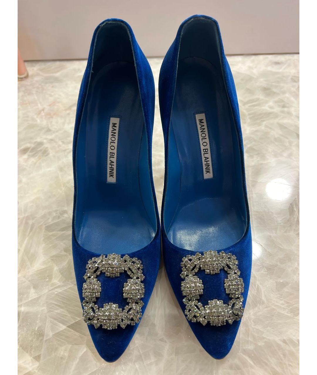 MANOLO BLAHNIK Синие текстильные туфли, фото 3