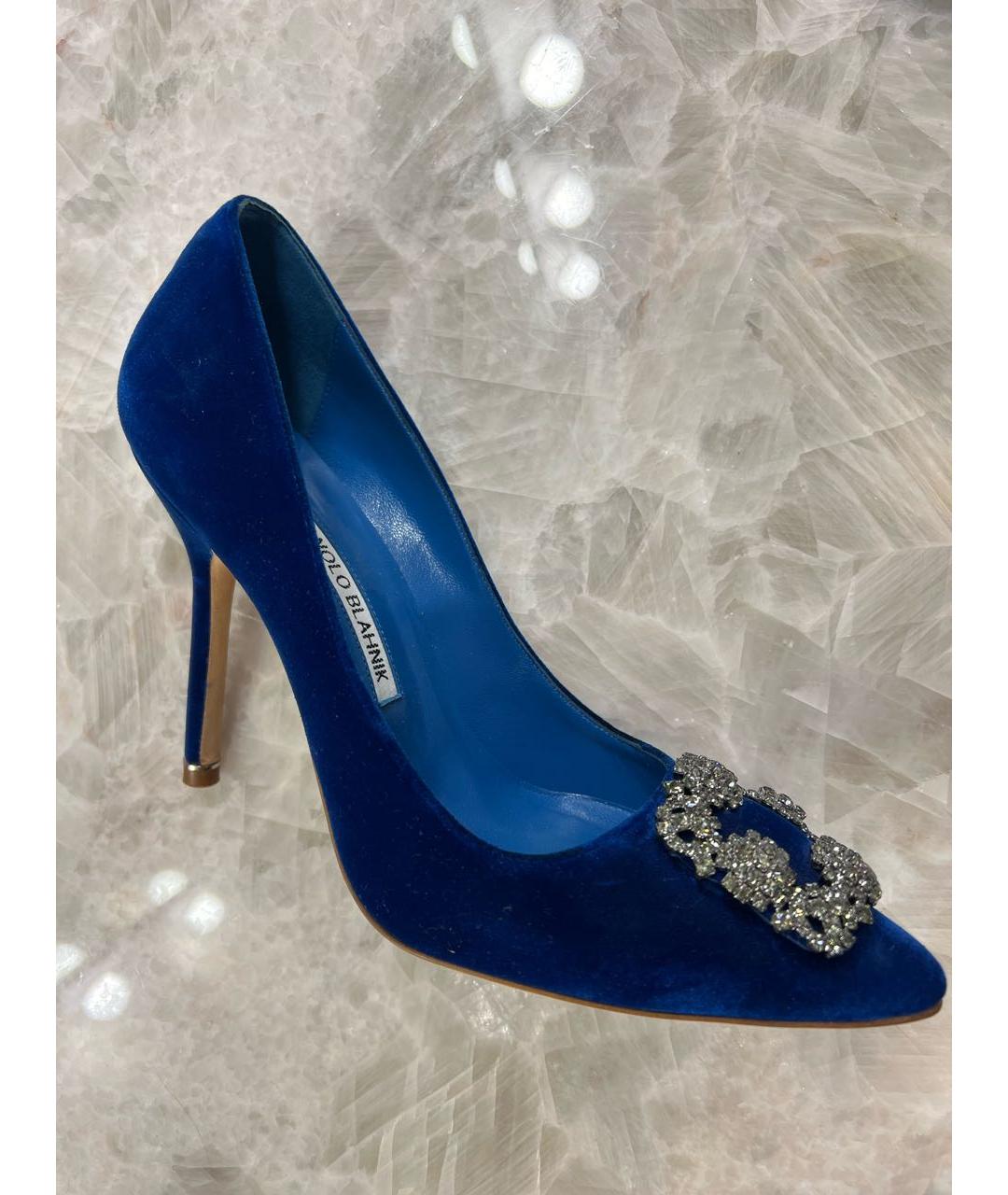 MANOLO BLAHNIK Синие текстильные туфли, фото 7