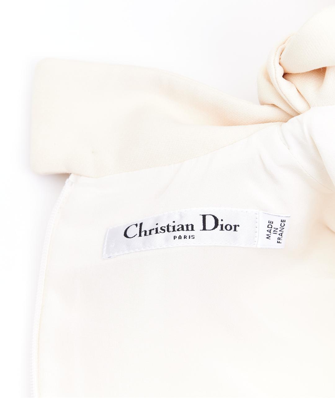 CHRISTIAN DIOR Бежевое шерстяное коктейльное платье, фото 4