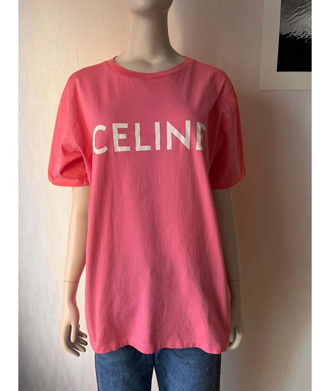 CELINE PRE-OWNED Розовая хлопковая футболка, фото 4