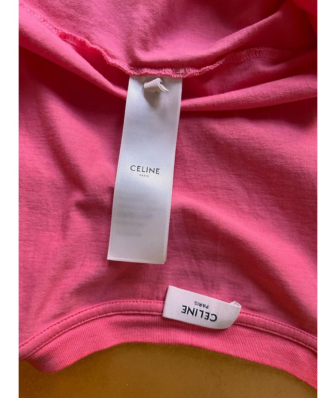 CELINE Розовая хлопковая футболка, фото 3