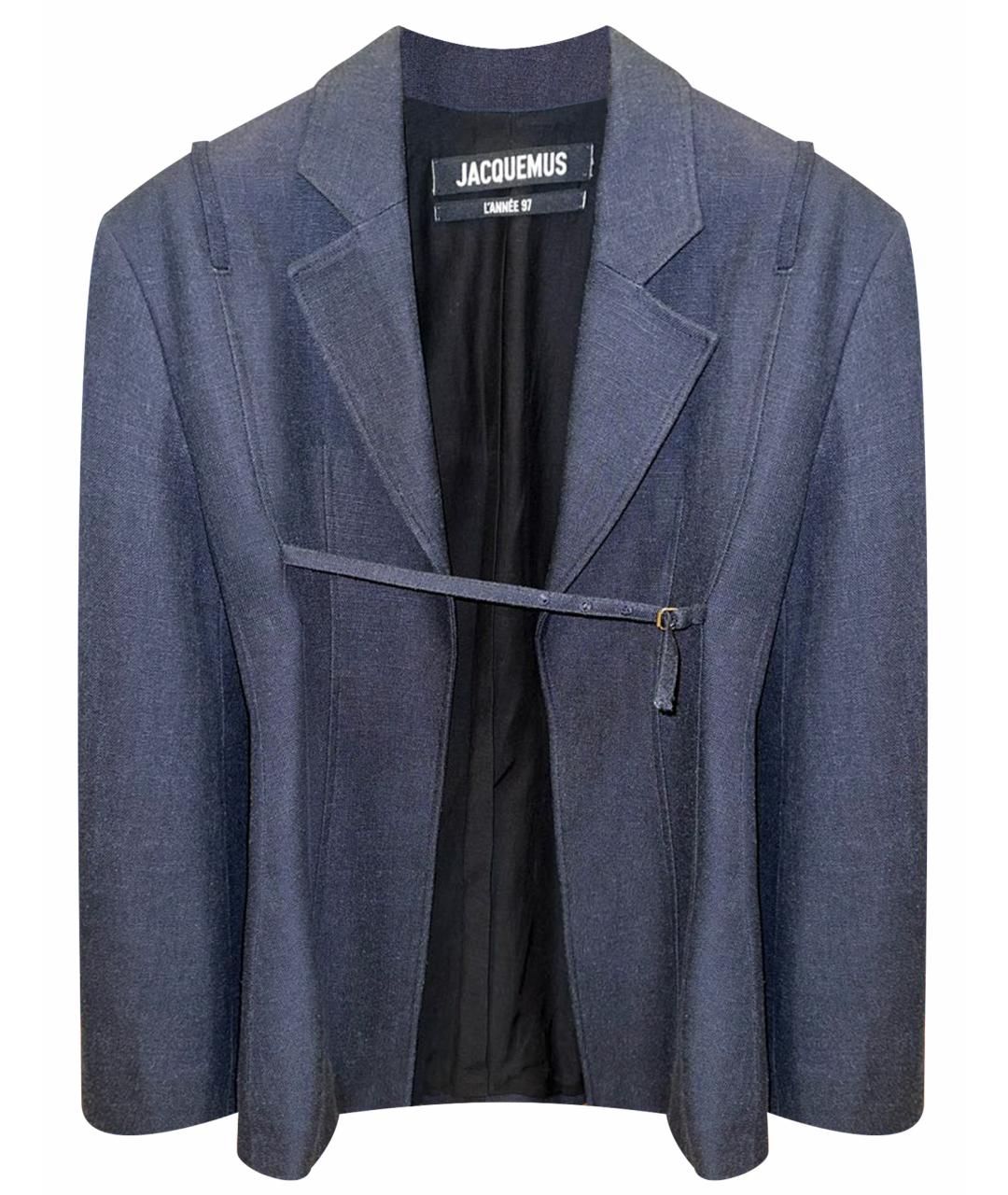 JACQUEMUS Темно-синий льняной жакет/пиджак, фото 1
