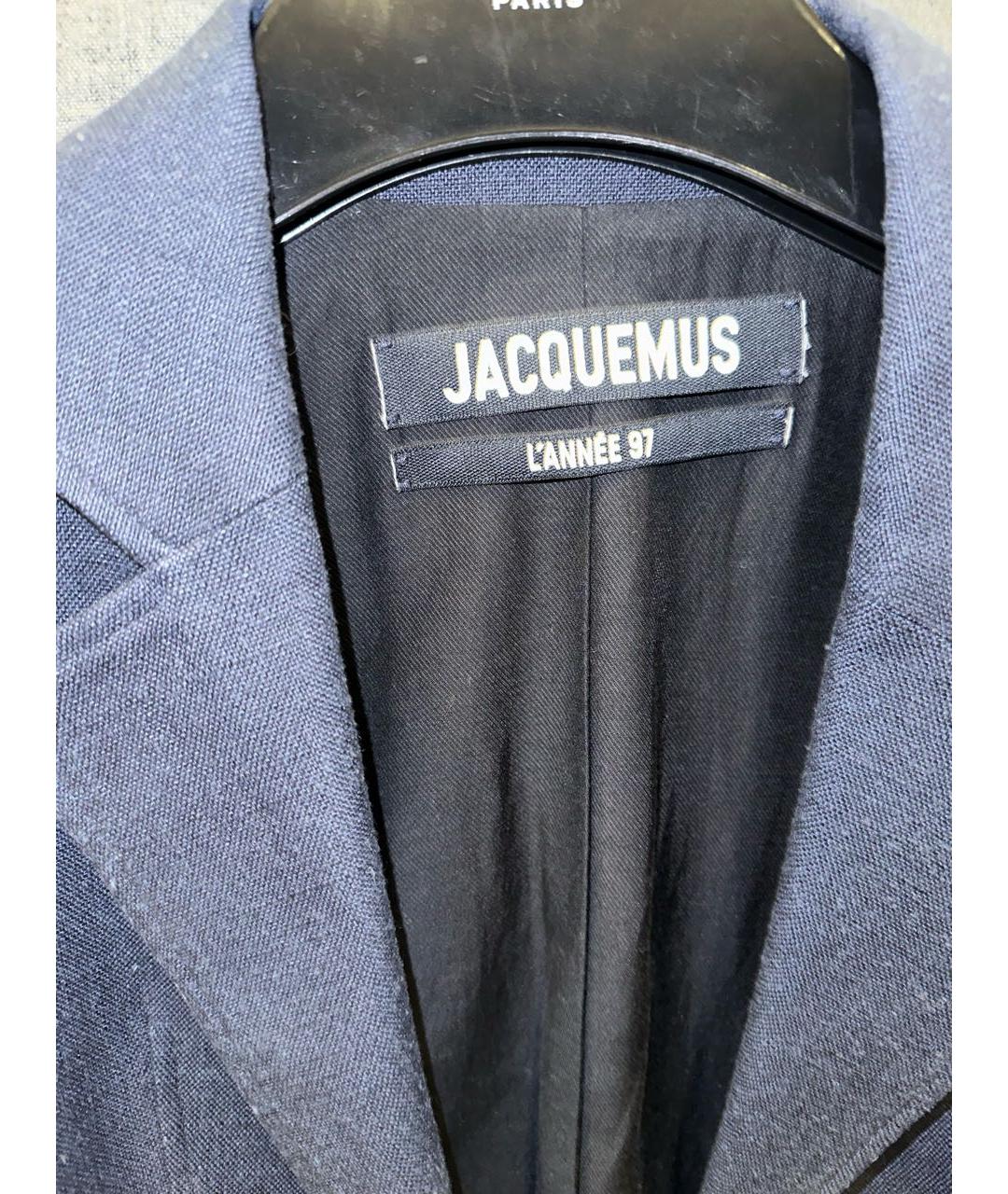 JACQUEMUS Темно-синий льняной жакет/пиджак, фото 3