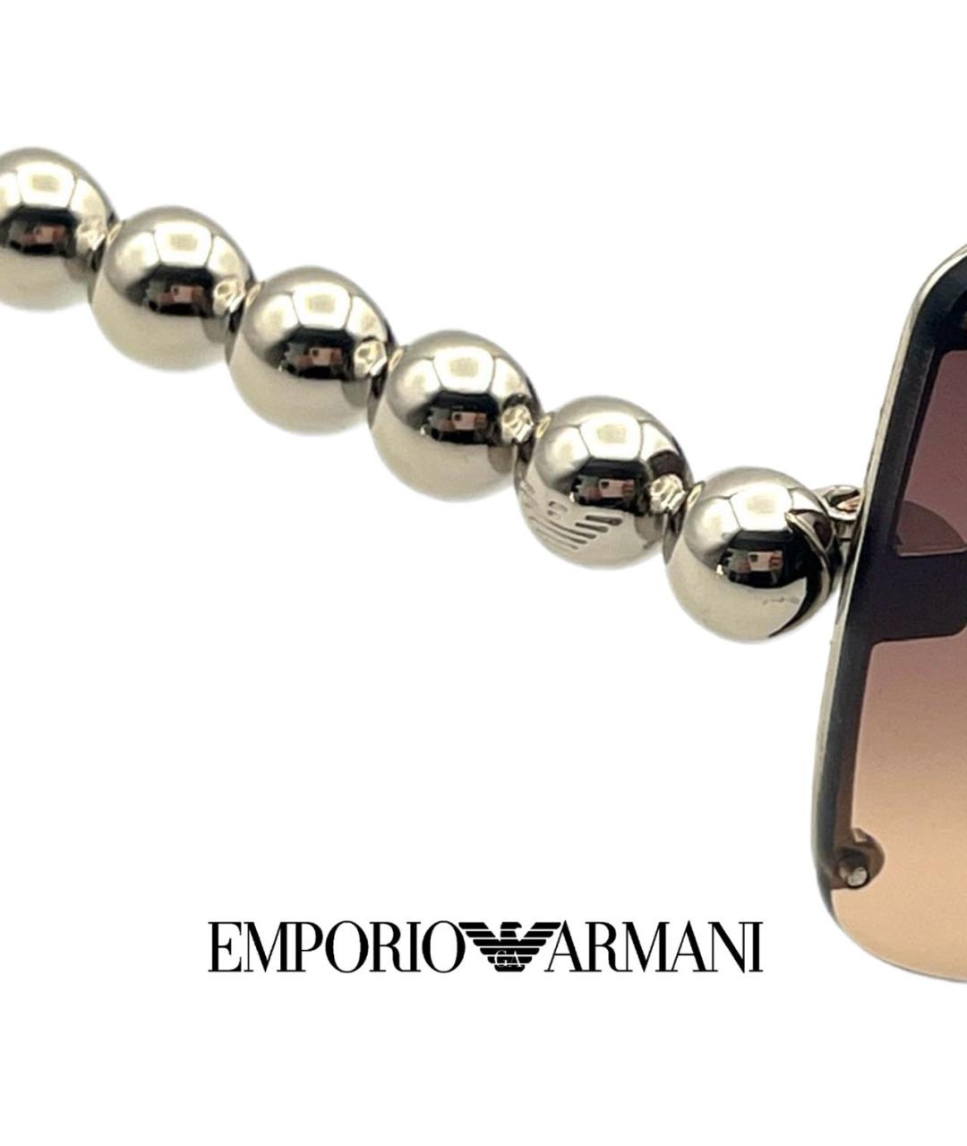 EMPORIO ARMANI Коричневые металлические солнцезащитные очки, фото 7