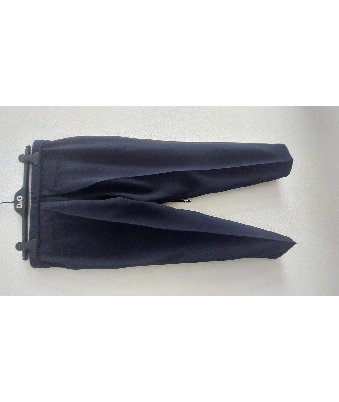 ELISABETTA FRANCHI Темно-синие полиэстеровые прямые брюки, фото 2
