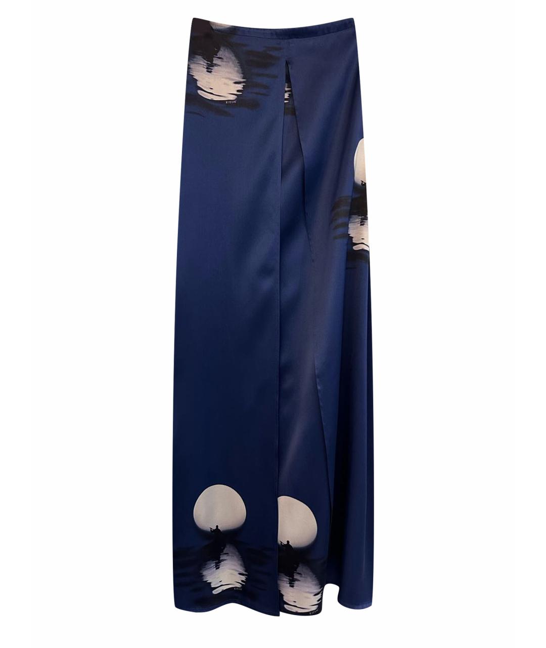 KITON Синяя шелковая юбка макси, фото 1