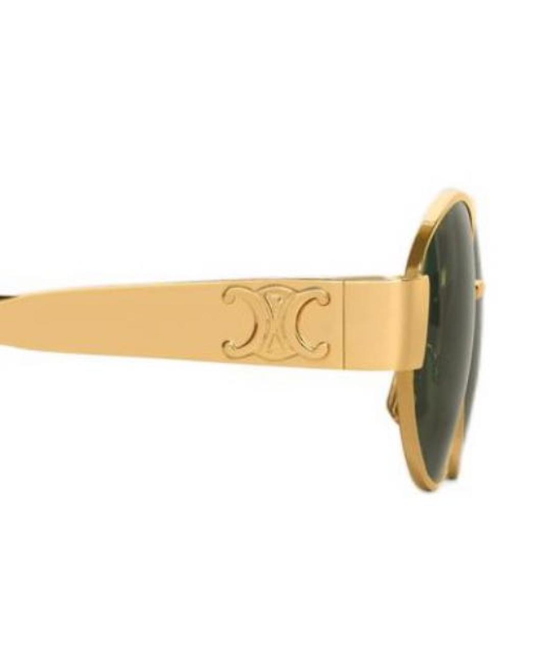 CELINE Золотые металлические солнцезащитные очки, фото 3
