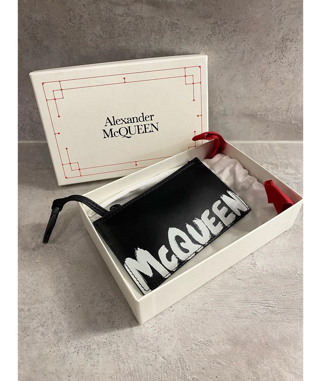 ALEXANDER MCQUEEN Черный кожаный кардхолдер, фото 4