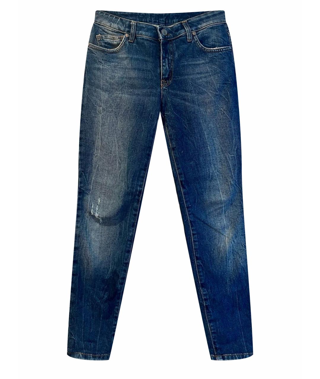 ALEXANDER MCQUEEN Темно-синие хлопко-эластановые джинсы слим, фото 1