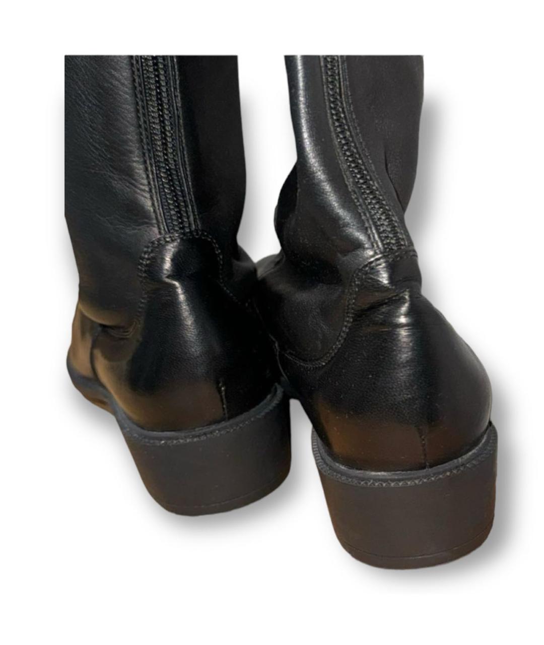 FERRAGAMO Черные кожаные сапоги, фото 4