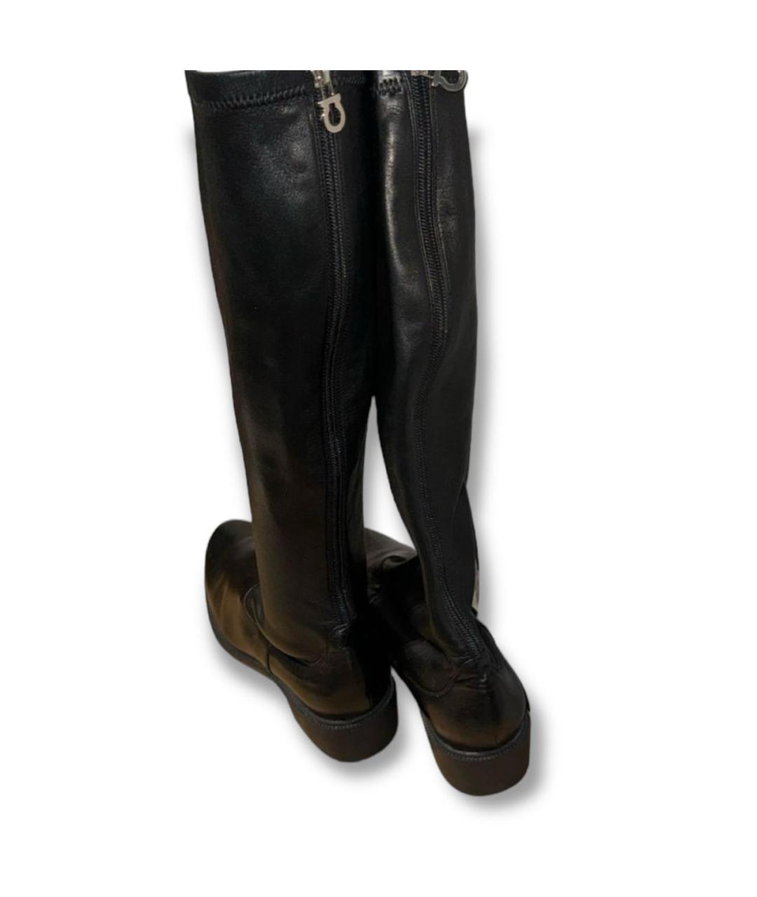 FERRAGAMO Черные кожаные сапоги, фото 3