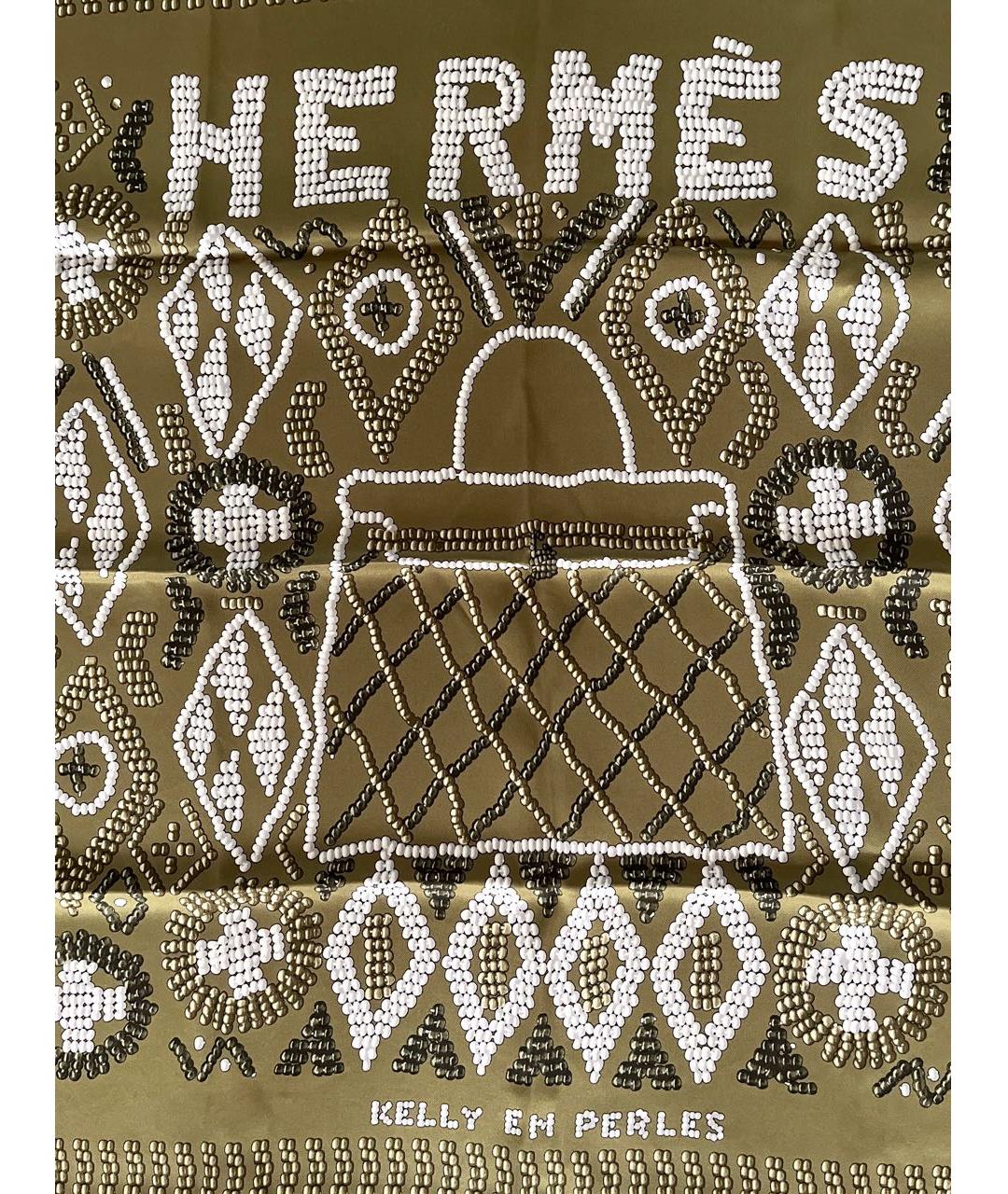 HERMES Зеленый шелковый платок, фото 5