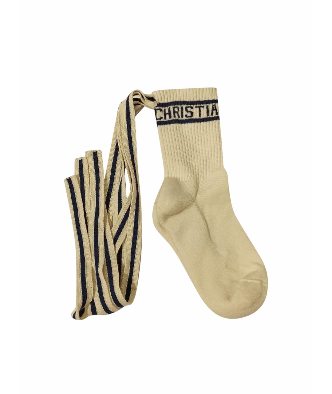 CHRISTIAN DIOR Бежевые носки, чулки и колготы, фото 1